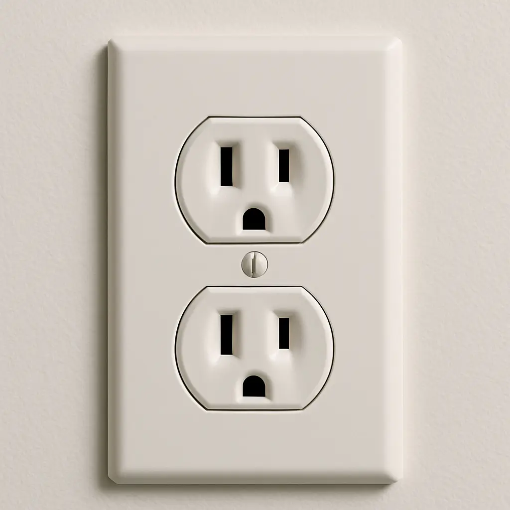 A wall-mounted electrical outlet